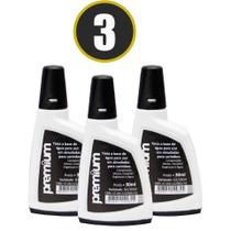 Tinta Preta Para Carimbo Premium 30ml 3 Unidades