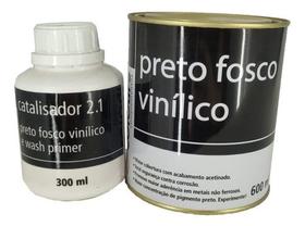 Tinta Preto Fosco Vinilico+ Catalisador Kit 900ml Maxi Rubber