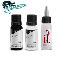 Tinta Preto Linha 15ml + Branco Real 15ml + Transfer It 30ml - Electric Ink