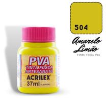 Tinta Pva Acrilex 37ml 504 Amarelo Limao