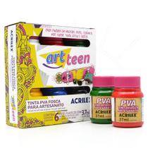Tinta PVA Fosca para Artesanato Art Teen - 6 cores Tinta PVA Fosca para Artesanato Art Teen - 6 cores