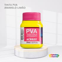 Tinta pva fosca para artesanato com 37ml cor amarelo limao