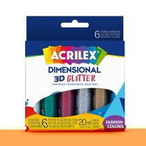 Tinta Relevo Dimensional 3d 6 Cores Glitter 20ml Acrilex