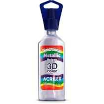 Tinta Relevo Dimensional Metálica Prata 35ML Pacote com 06 Tinta Relevo Dimensional Metálica Prata 35ML Pacote com 06