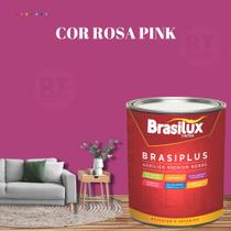 Tinta Semi Brilho Rosa Barbie 800ml Brasiplus Acrílica Premium Lavável.