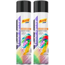 Tinta Spray 400 ml Preto Brilhante com 02 Uni Mundial Prime Tinta Spray 400 ml Preto Brilhante com 02 Uni Mundial Prime