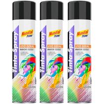 Tinta Spray 400 ml Preto Brilhante com 03 Uni Mundial Prime
