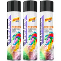 Tinta Spray 400 ml Preto Brilhante com 03 Uni Mundial Prime