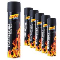 Tinta Spray 400ml Alta Temperatura Preto Fosco 6 Peças Mundial Prime