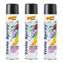 Tinta spray 400ml mundial prime metálica grafite kit 3 unid