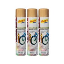 Tinta spray 400ml mundial prime metálica rose gold kit com 3