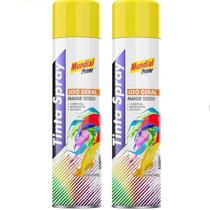 Tinta spray 400ml mundial prime ug amarelo bandeira kit c/2