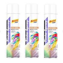 Tinta spray 400ml mundial prime uso geral branco fosco - 3 unidades