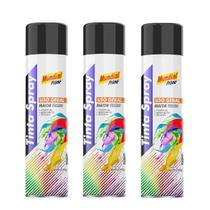 Tinta spray 400ml mundial prime uso geral preto fosco - 3 unidades