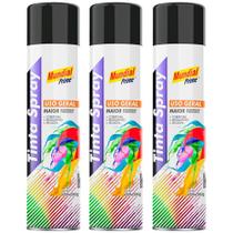 Tinta Spray 400ml Preto Fosco com 03 Uni MUNDIAL PRIME