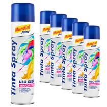 Tinta Spray 400ml Uso Geral Azul Escuro 6 Peças Mundial Prime