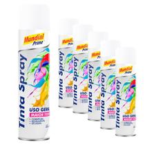 Tinta Spray 400ml Uso Geral Branco Fosco 6 Peças Mundial Prime