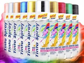 Tinta Spray 400ml Uso Geral da Mundial Prime na cor Preto Semi Brilhante