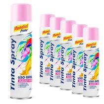 Tinta Spray 400ml Uso Geral Rosa 6 Peças Mundial Prime