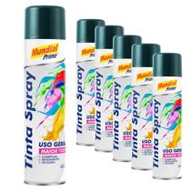 Tinta Spray 400ml Uso Geral Verde Escuro 6 Peças Mundial Prime