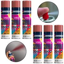 Tinta Spray 400ml Vermelho Uso Geral em Aço Ferro Couro Gesso Cerâmica Universo Kit 06 un
