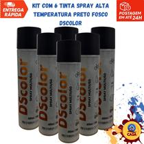 Tinta Spray Alta Temperatura 600C Preto Fosco DSColor 300ml para Metais e Escapamentos-Kit com 6 unidades