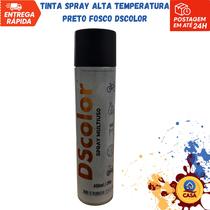 Tinta Spray Alta Temperatura 600C Preto Fosco DSColor 300ml para Metais e Escapamentos