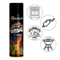 Tinta Spray Alta Temperatura Preto Fosco Radcolor