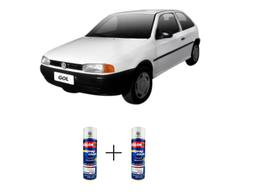 Tinta Spray Automotiva Branco Geada VW 300ml + Spray Verniz 300ml