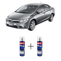 Tinta Spray Automotiva Cinza Iridium Met - NH642 Honda 300ml + Spray Verniz 300ml