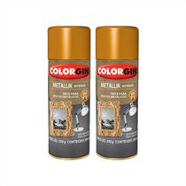Tinta Spray Colorgin Efeito Metálico E Brilhante 350ml Kit 2