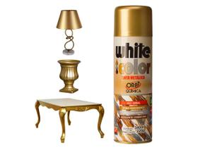 Tinta Spray Dourado Uso Geral Artesanato White Color 340ml Secagem Extra Rápida Ótimo Acabamento