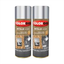 Tinta Spray Metálica Brilhante Colorgin 350ml Kit 2und
