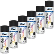 Tinta Spray Preto Fosco Tek Bond Caixa 6 Unidades