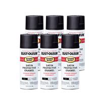 Tinta spray Rust-Oleum Stops Rust Rust Satin Black 354 ml (pacote com 6) Tinta spray Rust-Oleum Stops Rust Rust Satin Black 354 ml (pacote com 6)