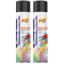 Tinta Spray Semi Brilho Preto 400 ml 02 Uni Mundial Prime Tinta Spray Semi Brilho Preto 400 ml 02 Uni Mundial Prime