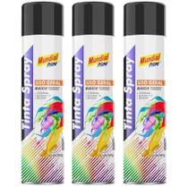 Tinta Spray Semi Brilho Preto 400 ml 03 Uni Mundial Prime Tinta Spray Semi Brilho Preto 400 ml 03 Uni Mundial Prime