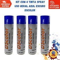 Tinta Spray Uso Geral Azul Escuro DSColor - Kit com 4 unidades Tinta Spray Uso Geral Azul Escuro DSColor - Kit com 4 unidades
