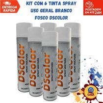 Tinta Spray Uso Geral Branco Fosco DSColor - kit com 6 unidades