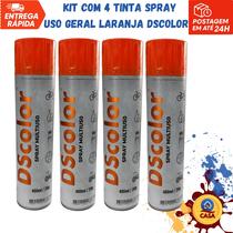 Tinta Spray Uso Geral Laranja DSColor - Kit com 4 unidades