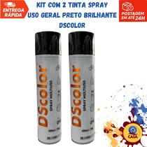 Tinta Spray Uso Geral Preto Brilhante DSColor - Kit com 2 unidades