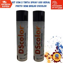 Tinta Spray Uso Geral Preto Semi Brilho DSColor - Kit com 2 unidades Tinta Spray Uso Geral Preto Semi Brilho DSColor - Kit com 2 unidades