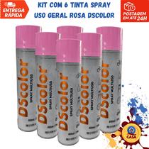 Tinta Spray Uso Geral Rosa DSColor - Kit com 6 unidades