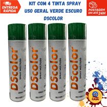 Tinta Spray Uso Geral Verde Escuro DSColor - Kit com 4 unidades