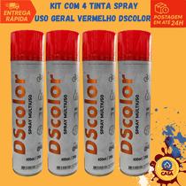 Tinta Spray Uso Geral Vermelho DSColor - Kit com 4 unidades