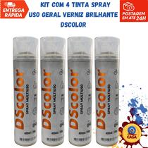 Tinta Spray Uso Geral Verniz Brilhante DSColor - Kit com 4 unidades Tinta Spray Uso Geral Verniz Brilhante DSColor - Kit com 4 unidades