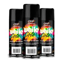 Tinta Spray White Color Uso Geral Preto Brilhante 340ml - 3 Peças