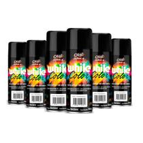 Tinta Spray White Color Uso Geral Preto Brilhante 340ml - 6 Peças