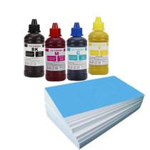 Tinta Sublimática Kit com 4 Cores de 100ml + Papel Sublimático A4 100 Folhas