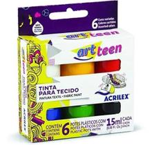 Tinta tecido c/6 cores acrilex art teen